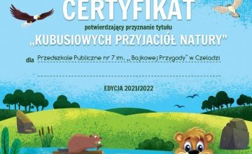 Certyfikat dla naszego przedszkola