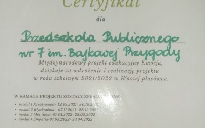 Certyfikaty dla naszego przedszkola (2)